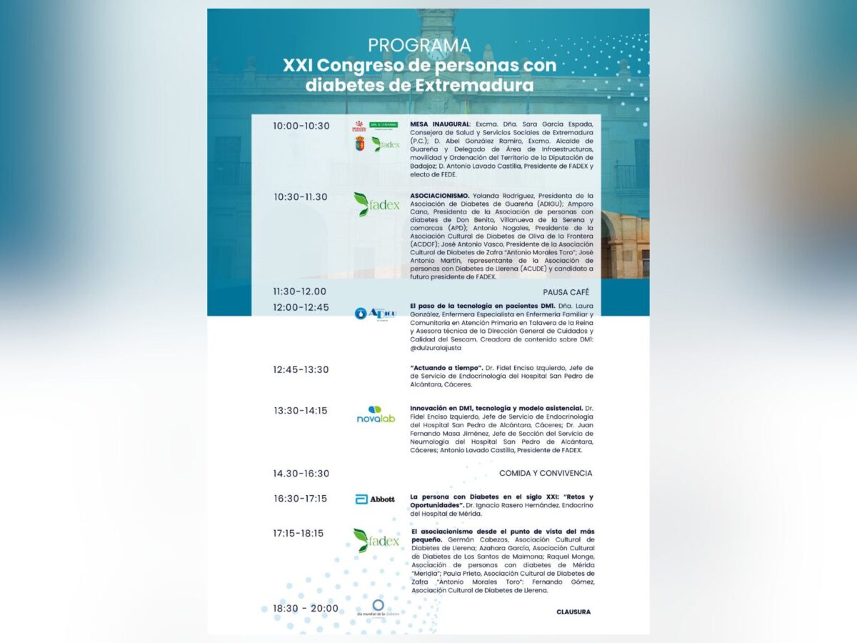 FADEX organiza este sábado en Guareña el XXI Congreso Anual de Personas con Diabetes en Extremadura