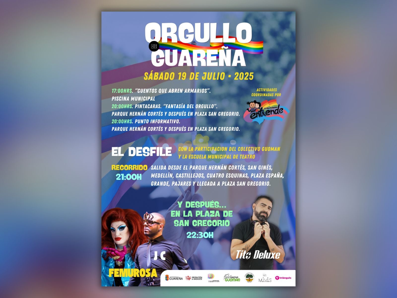 Guareña celebrará este sábado su Orgullo LGTBIQ+ con un desfile y un show musical en la Plaza de San Gregorio