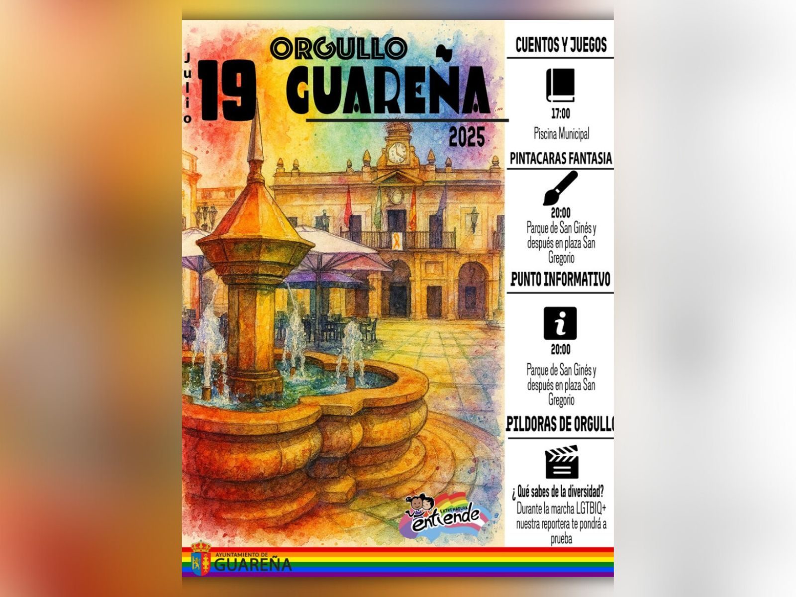 Guareña celebrará este sábado su Orgullo LGTBIQ+ con un desfile y un show musical en la Plaza de San Gregorio