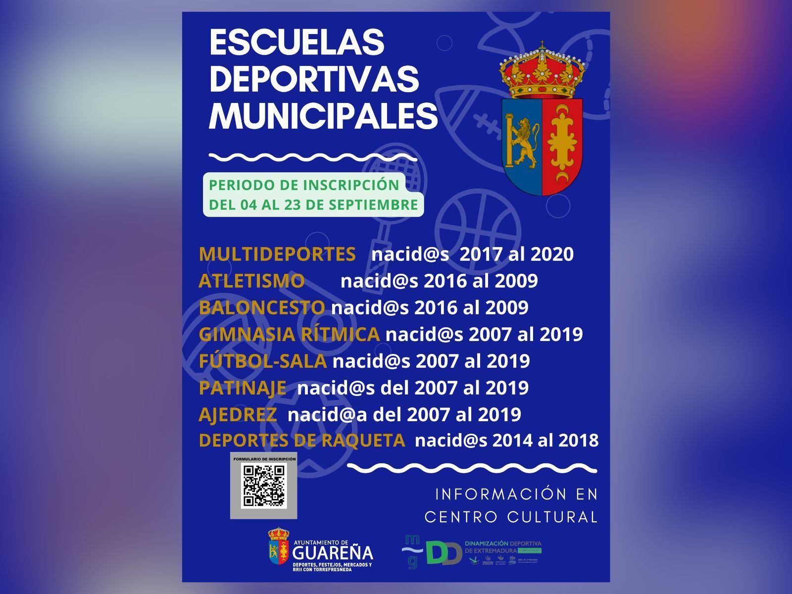 Abiertas las inscripciones para el nuevo curso 2024-2025 en las Escuelas Deportivas Municipales