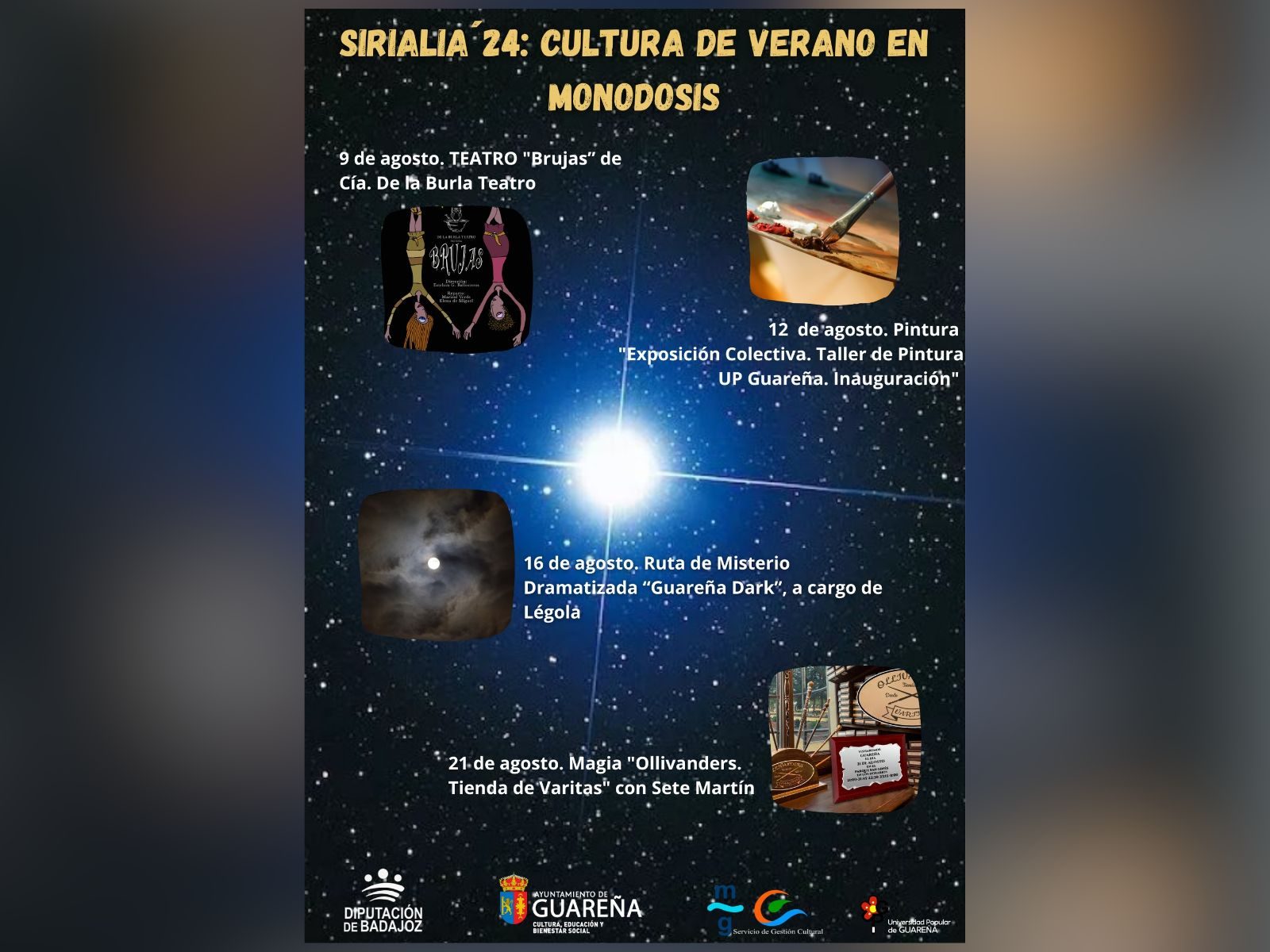 Teatro, pintura, rutas de misterio y magia componen la programación de Sirialia 2024, cultura de verano en monodosis