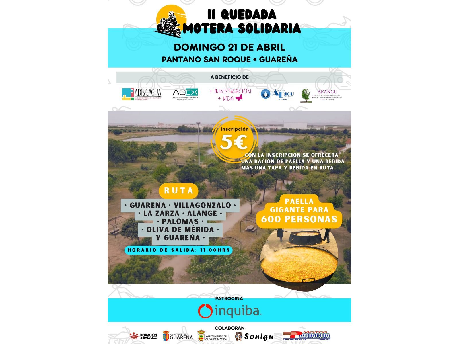 El Pantano San Roque de Guareña acogerá el próximo 21 de abril la II Quedada Motera Solidaria
